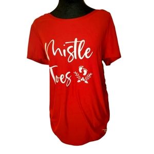 Maternity Christmas Mistletoe's Short Sleeve Top